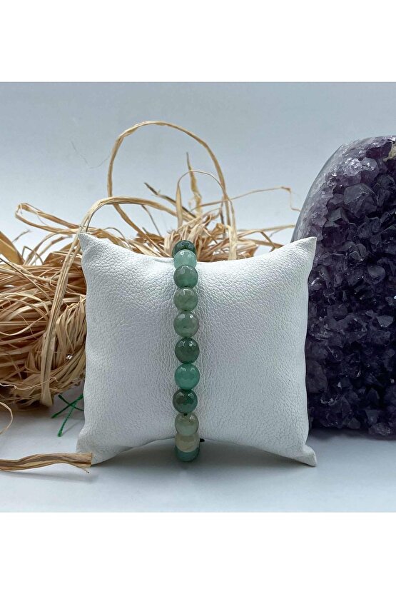 Akik Doğal Taş Bileklik 8 Mm Küre Faset Kesim