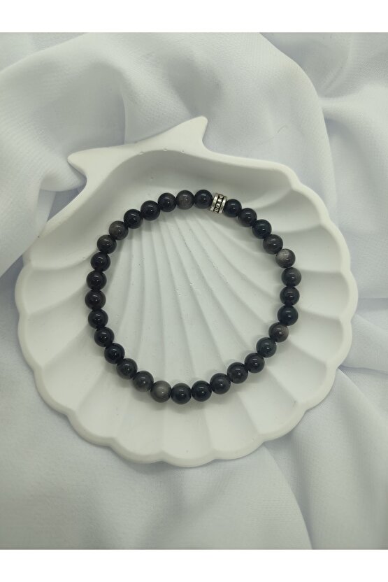 Silver Obsidyen Doğal Taş Bileklik