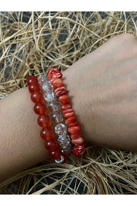 Dogal Taş Kombin Bileklik Necef Taşı Akik Taşı Kırık Taş Mercan Taşı