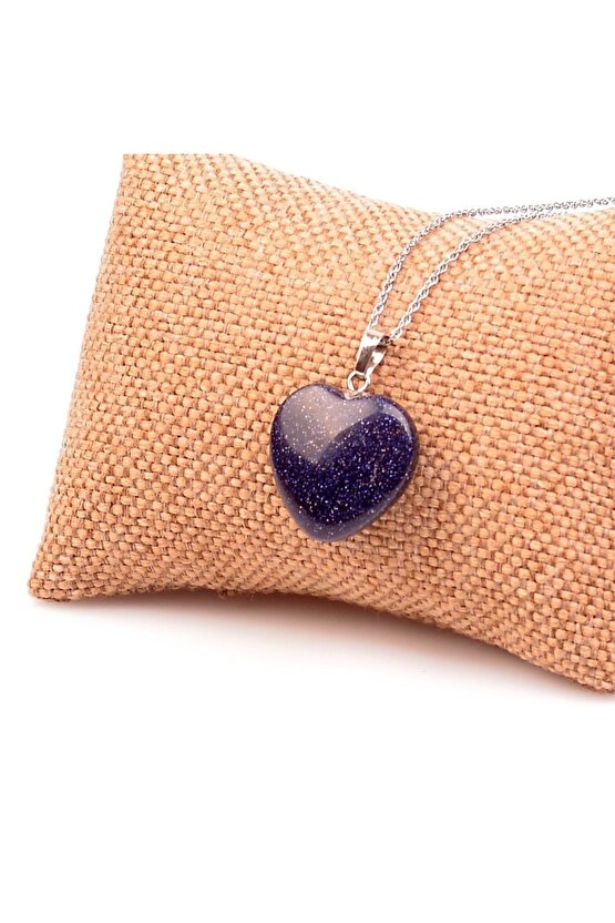 Doğal Taş Yıldız Taşı Simli Kalp Kolye Ucu %100 Doğal (azim Taşı)