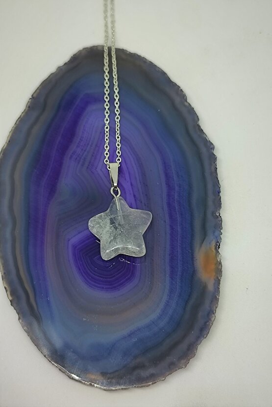 Sertifikalı Florit Yıldız Doğaltaş Kolye