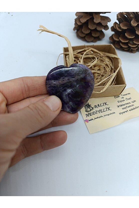 AMETİST TAŞI BİLEKLİK  ve KALP BİBLO SET -1001