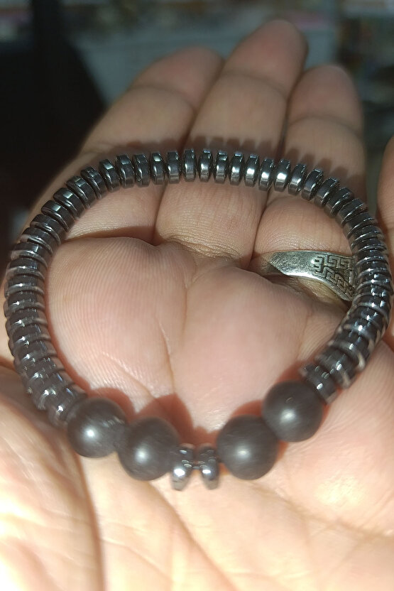 Hematit Taşı Oniks Ara Taşı Doğaltaş Bileklik