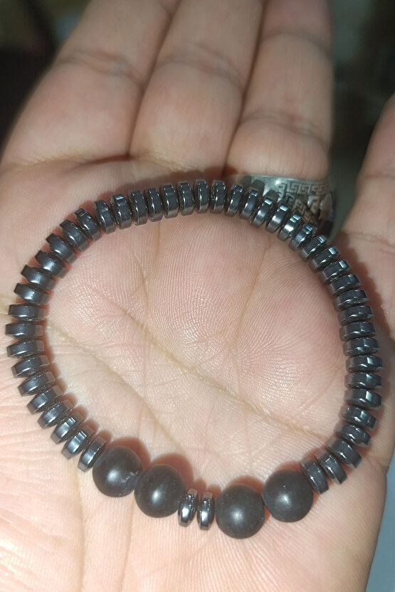 Hematit Taşı Oniks Ara Taşı Doğaltaş Bileklik