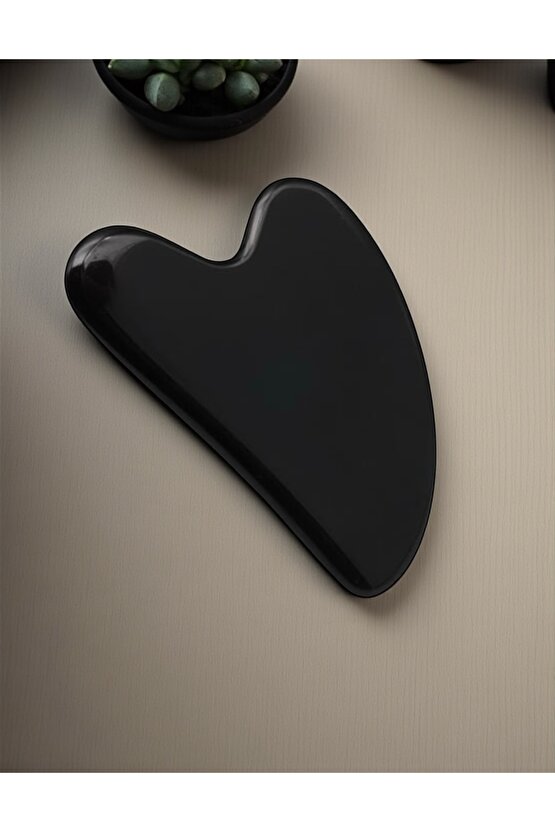 Obsidyen Doğal Taş Gua Sha Yüz Masaj Taşı
