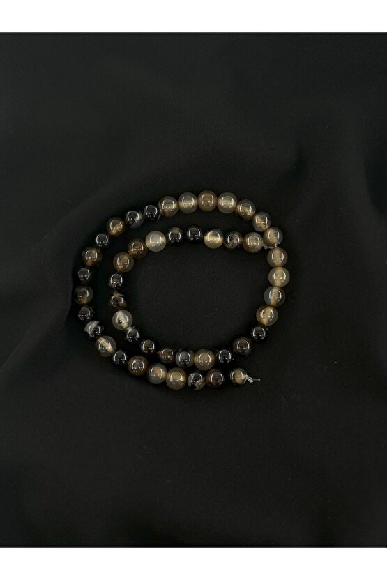 SİYAH AKİK DÜZ KESİM DOĞALTAŞ 8 MM DİZİ