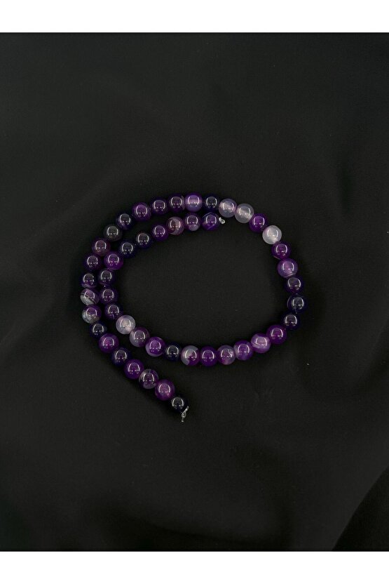 KOYU MOR AKİK DÜZ KESİM DOĞALTAŞ 8 MM DİZİ