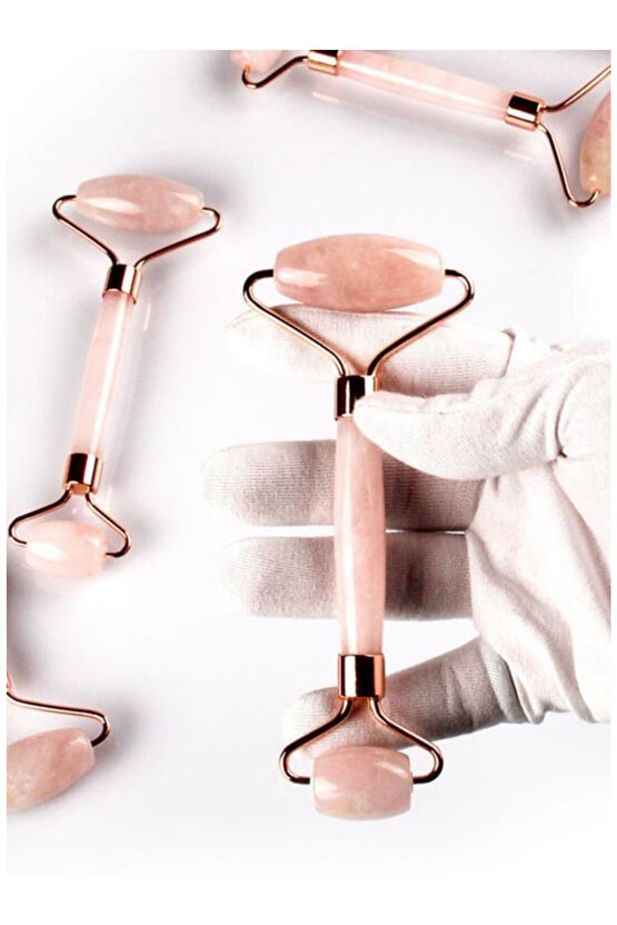 Pembe Kuvars Doğal Taş Masaj Taşı - Face Roller