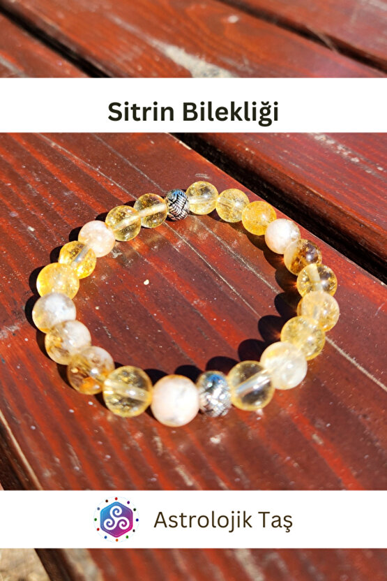 Sitrin Doğal Taş Bileklik, Para, Başarı, Pozitif Enerji, Arınma Taşı