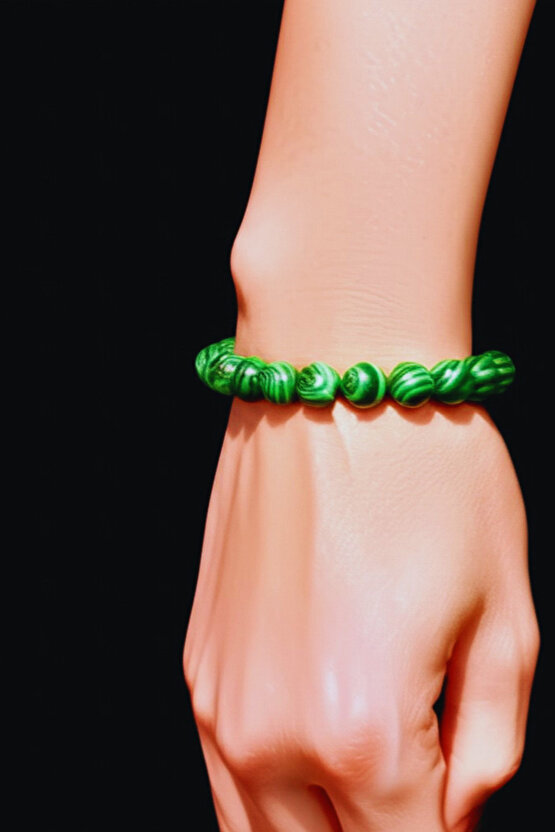 Doğal Makalit Taşı Bileklik Silikon İpli Esnek Fayda Alanı Negatif Enerjiyi Emer