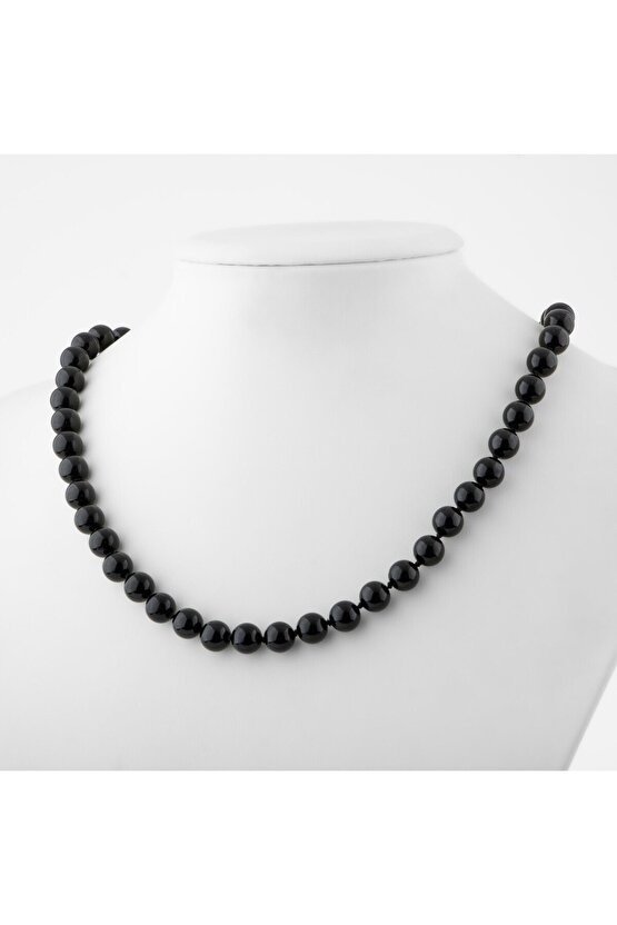 Golden Obsidyen 8 mm Düğümlü Doğal Taş Kolye