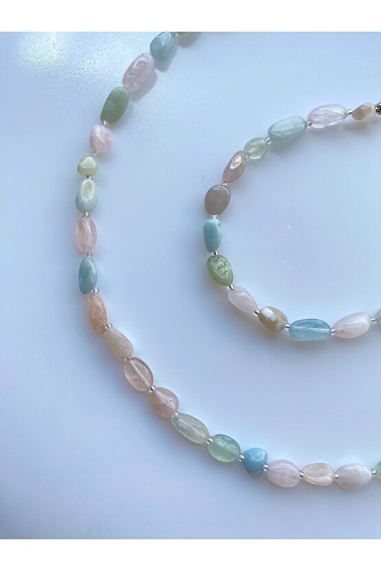 Morganit Tımbıl Kesim Doğal Taş Set