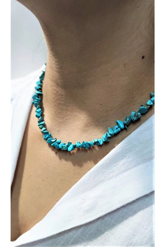 TURKUAZ FİRUZE KIRIKTAŞ KOLYE DOĞAL TAŞ