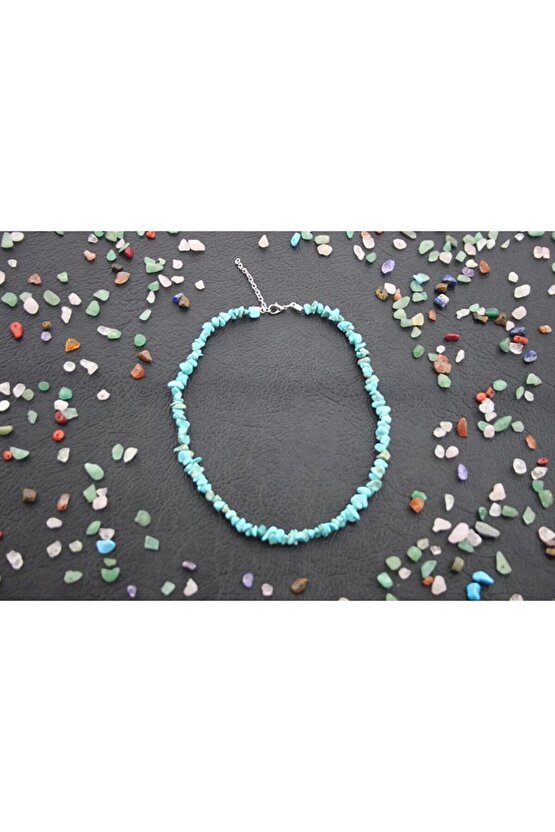 TURKUAZ FİRUZE KIRIKTAŞ KOLYE DOĞAL TAŞ