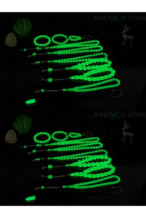 Fosforlu Kedigözü 20Li Set-Tesbih Kolye Bileklik Anahtarlık Seti-Karanlıkta Parlar-Hediye Aksesuar