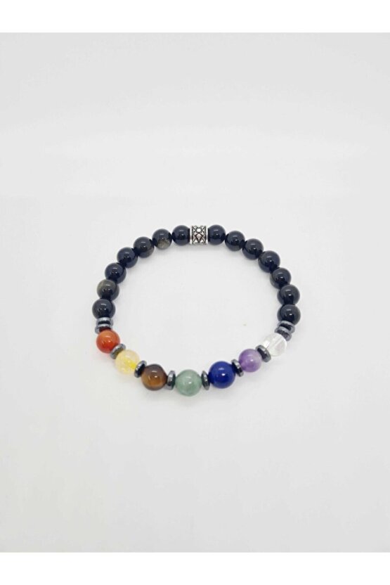 Doğal 7 Çakra Bilekliği Kristalkuvars Ametist Lapis Lazuli Aventurin Kaplan Gözü Sitrin,akik,hematit