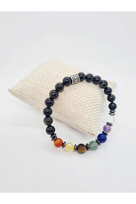 Doğal 7 Çakra Bilekliği Kristalkuvars Ametist Lapis Lazuli Aventurin Kaplan Gözü Sitrin,akik,hematit