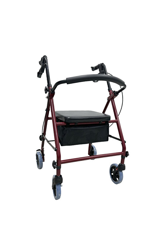 Pambukcuk Çantalı Arkalıklı Tekerlekli Yürüteç Walker Ekonomik Rollator Hasta Yaşlı Yürüteci 8026