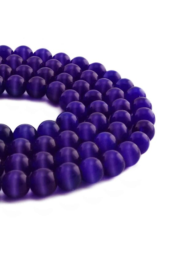 Kedi Gözü Doğal Taş Parlak Lacivert Küre Kesim 10mm Dizi [b ]