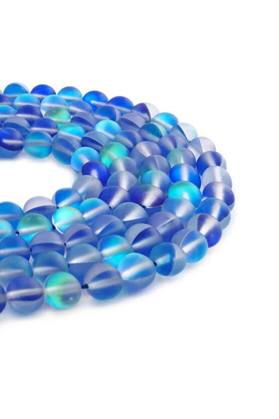 Termal Kuvars Doğal Taş Mavi Küre Kesim 8mm Dizi