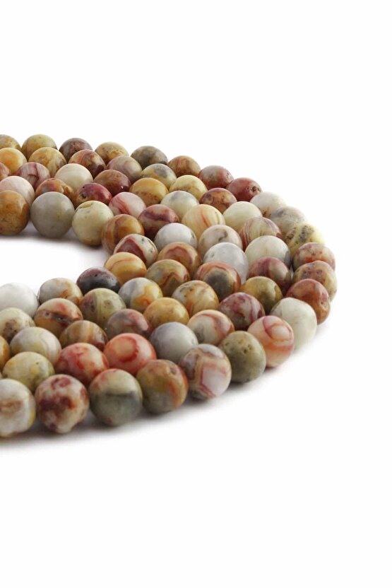 Dendritik Akik Doğal Taş Parlak Küre Kesim 8mm Dizi [AA]