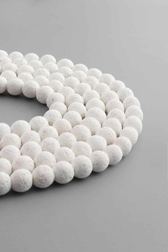 Lav Taşı Doğal Taş Mat Beyaz Küre Kesim 8mm Dizi [AA]