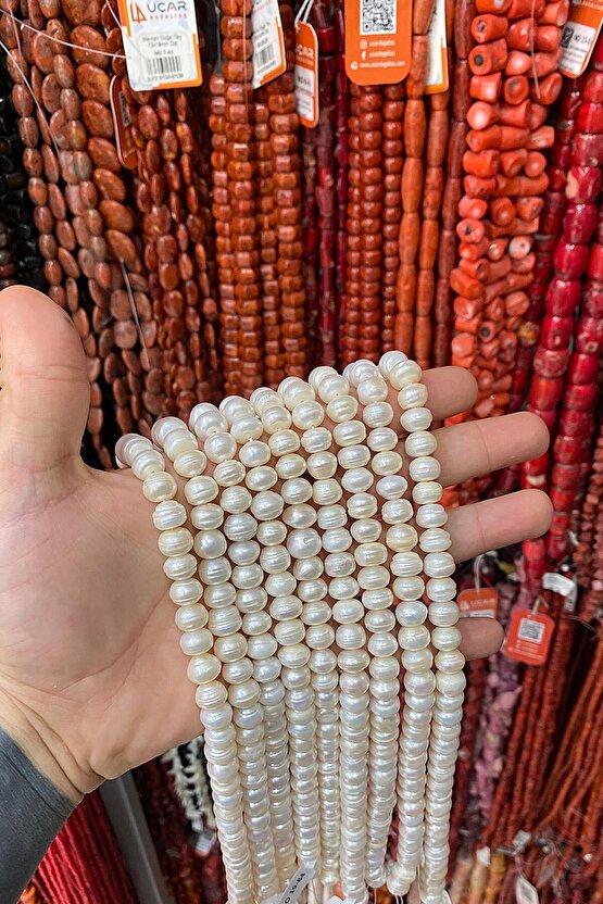 İnci Doğal Taş Beyaz 10x11mm Dizi