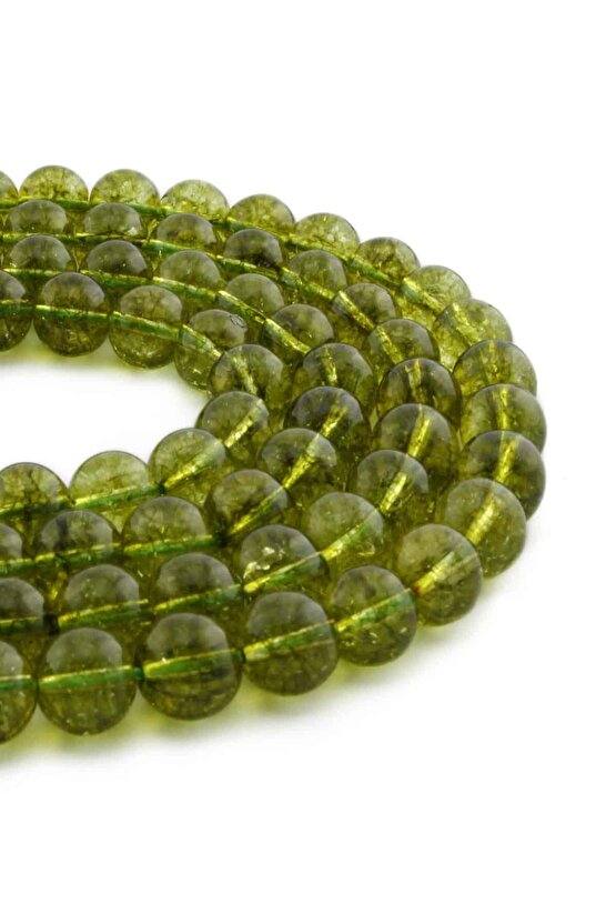 Peridot Doğal Taş Parlak Küre Kesim 10mm Dizi