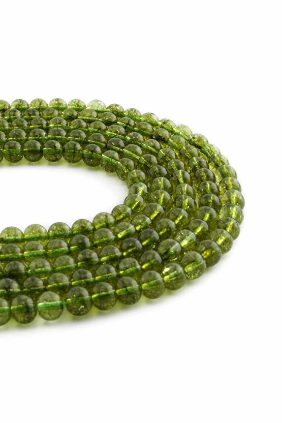 Peridot Doğal Taş Parlak Küre Kesim 6mm Dizi