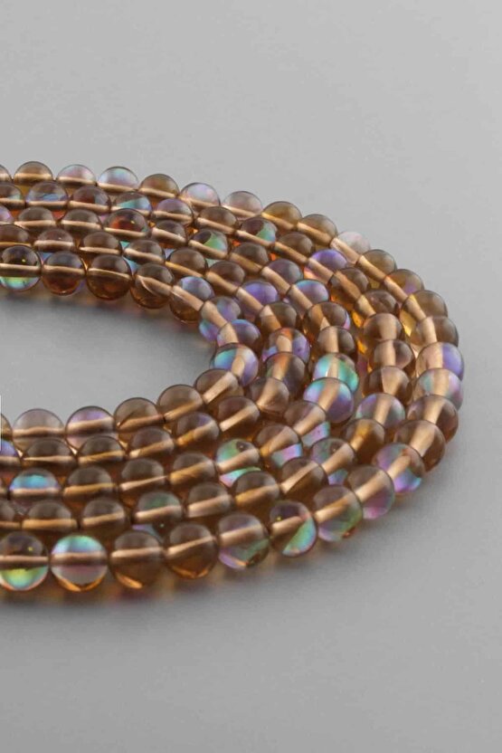 Termal Kuvars Doğal Taş Parlak Kahverengi Küre Kesim 6mm Dizi [AB+]