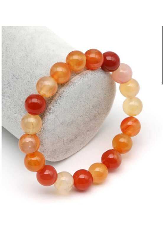 Karnelyan Akik Taşı Bileklik 10 mm ( A Kalite )