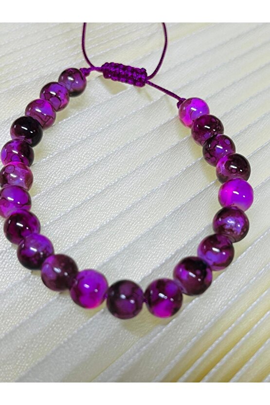 mürdüm doğal taşlı hediyelik unisex bileklik bileğe göre ayarlanabilir asansörlü zarif ve şık