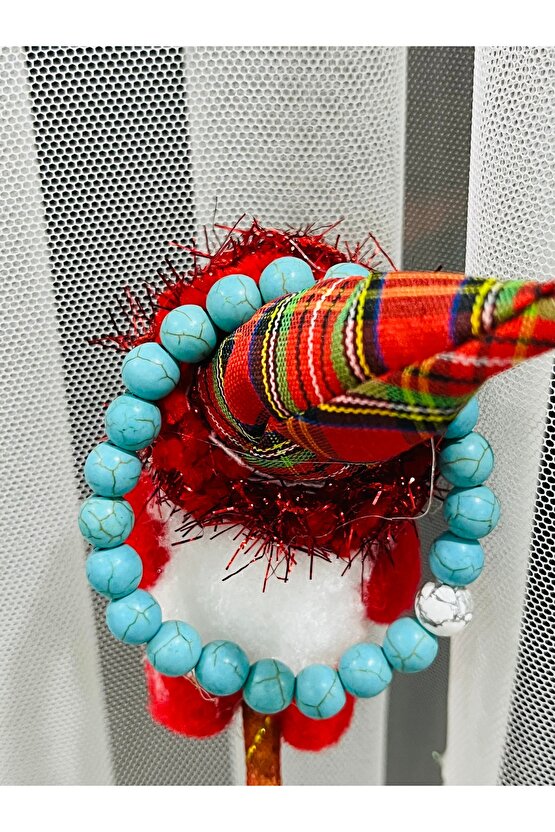 Doğal taş Firuze Taşlı Negatif enerji ve Stres taşı Hediyelik Bileklik