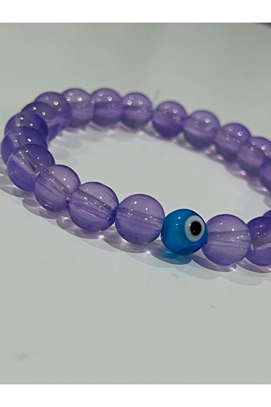 Mor flout Nazar boncuk Bilekliği Şans ve Çakra bilekliği Pozitif Enerji