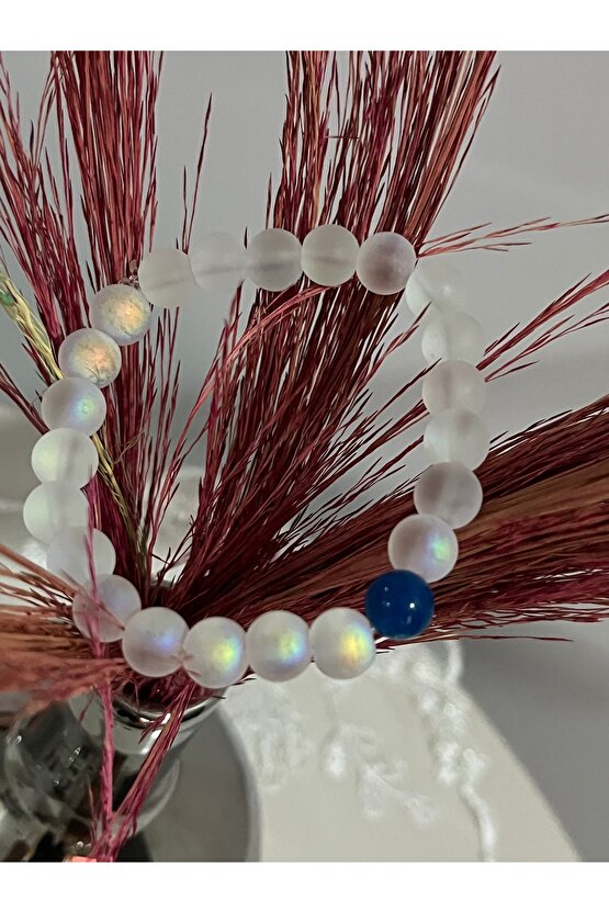 Parlak Reflektörlü Karanlıkta parlayan , Lapis Doğal Taş kombinli bileklik . Hediyelik Bileklik