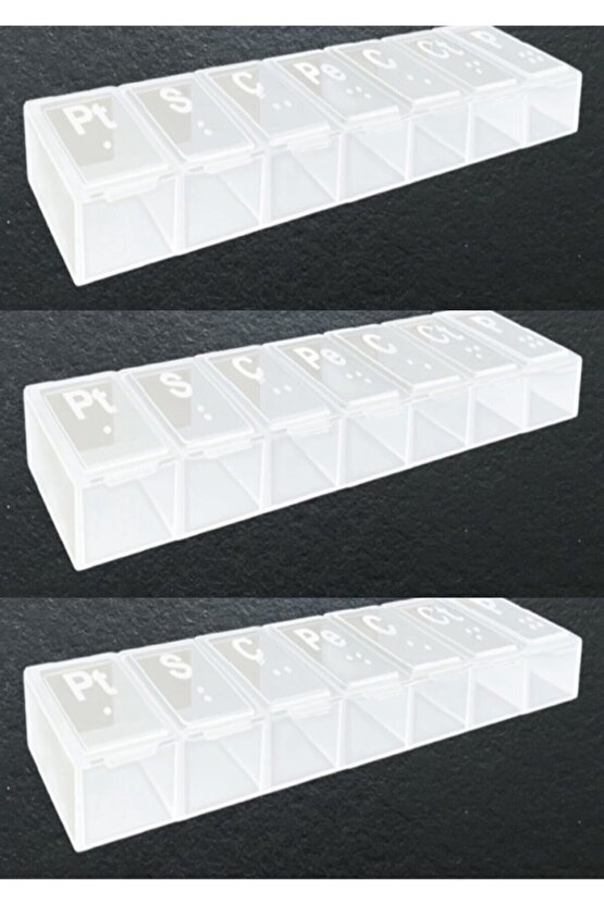 Haftalık Günlük Ilaç Saklama Kutusu Şeffaf - Hap Kabı 3 Adet