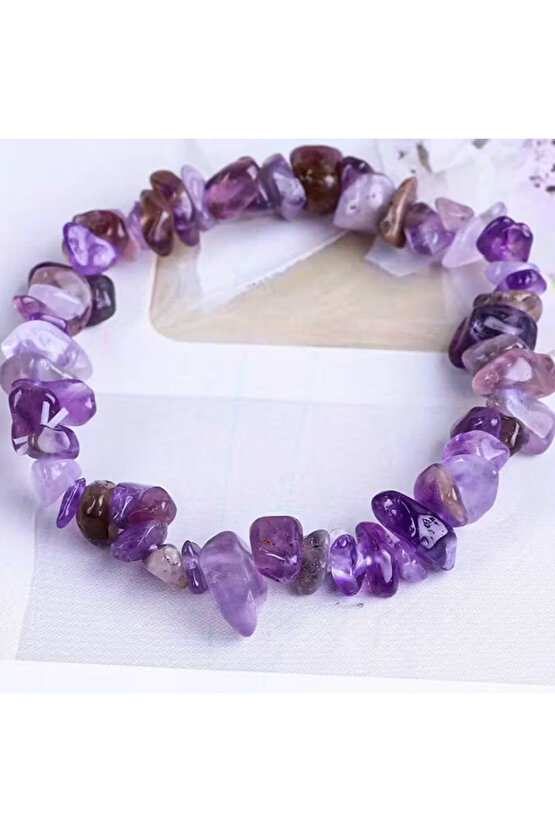 ✨ Ametist Kırıktaş Doğaltaş Bileklik – Pozitif Enerji ve Huzur Taşı ✨100%100 doğaltaş