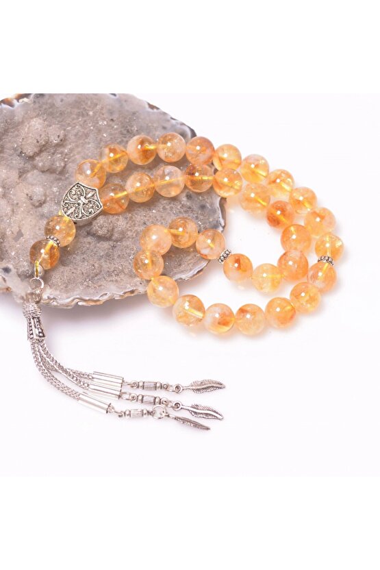 Doğal Sitrin Taşı Tesbih ( A Kalite )