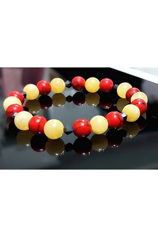 Doğaltaş Sarı Kırmızı Bileklik