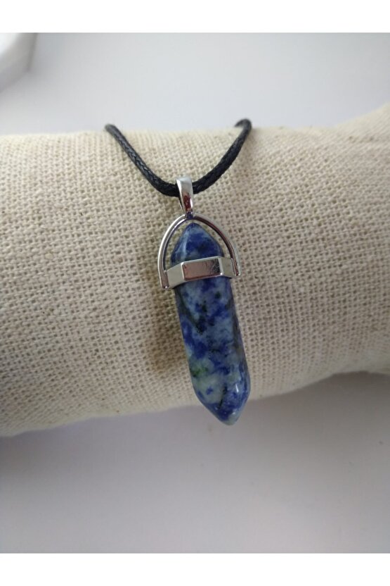 Unisex Sodalit Taşı Çivi Şeklinde Kolye