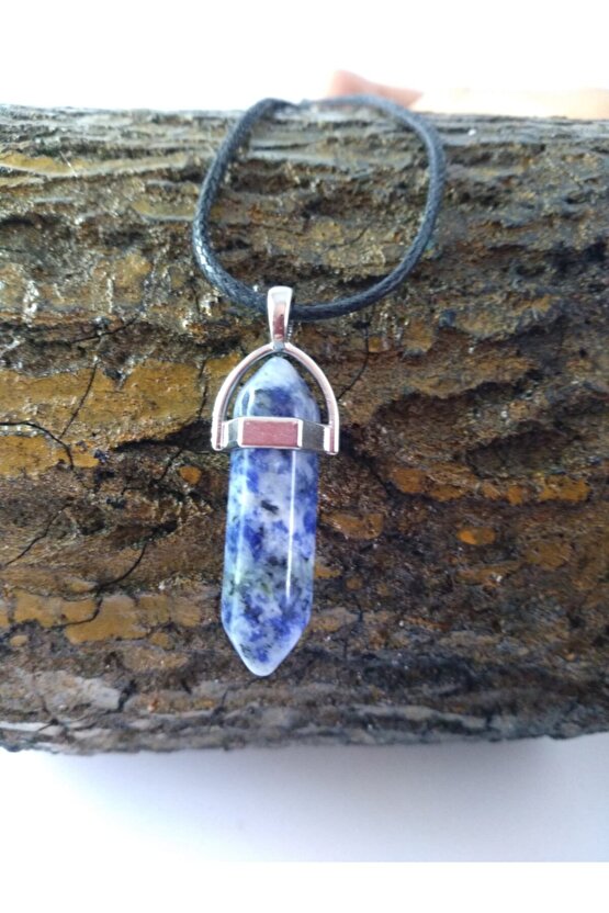 Unisex Sodalit Taşı Çivi Şeklinde Kolye