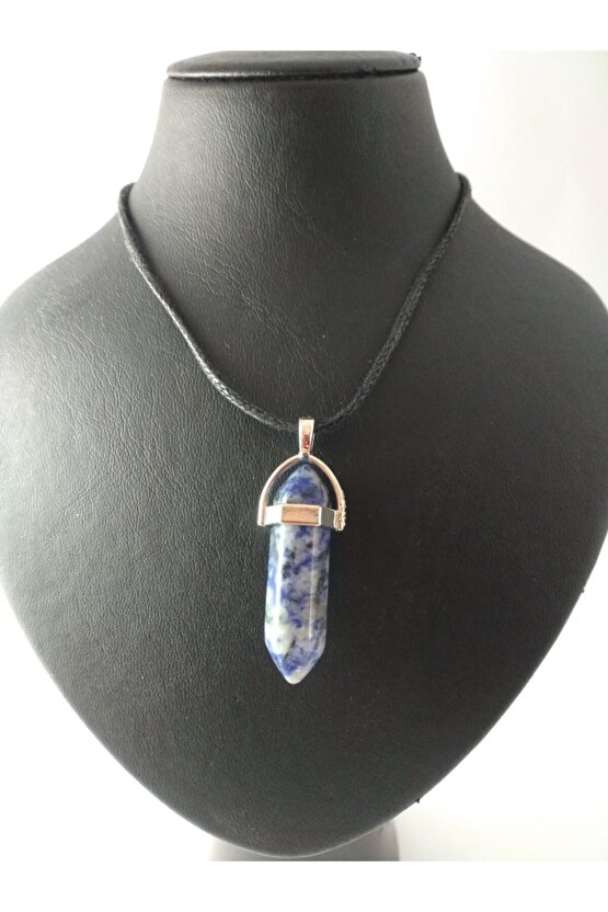 Unisex Sodalit Taşı Çivi Şeklinde Kolye