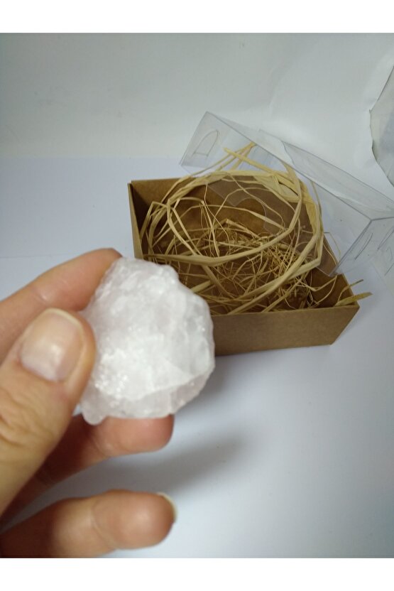 Pembe Kuvars Taşı Biblo Ham Doğaltaş Biblo (80-90 Gr)