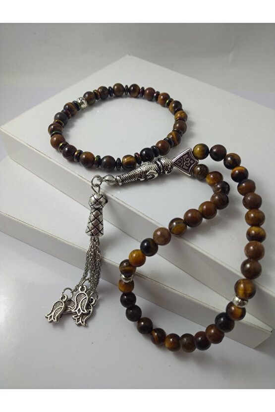 Kaplangözü Taşı Tespih Ve Bileklik Takım Doğaltaş Tespih-bileklik Takım