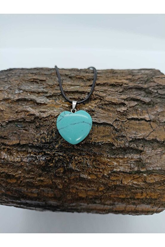 Turkuaz (firuze) Taşı Kolye Kalp Şeklinde Doğaltaş Kolye