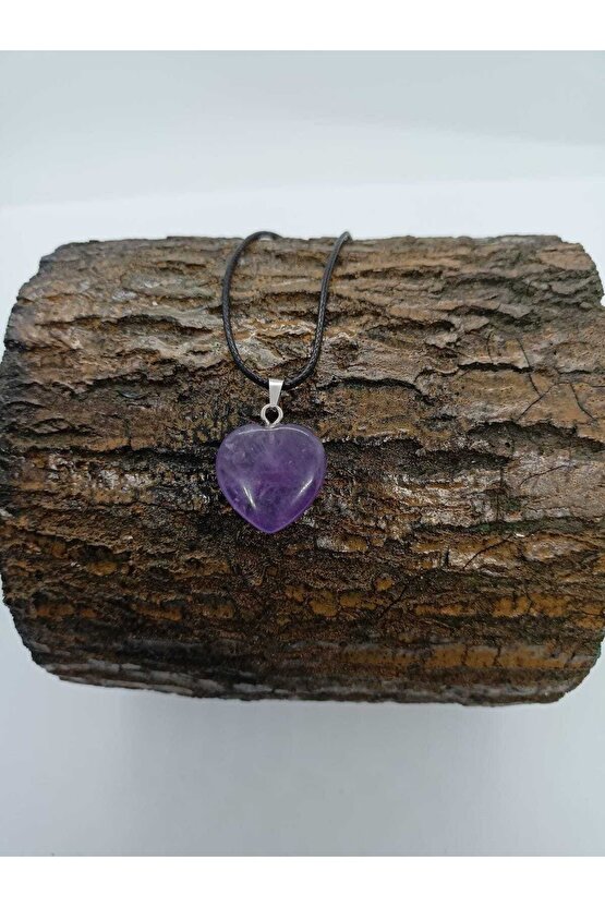 Ametist Taşı Kolyekalp Şeklinde Doğaltaş Kolye