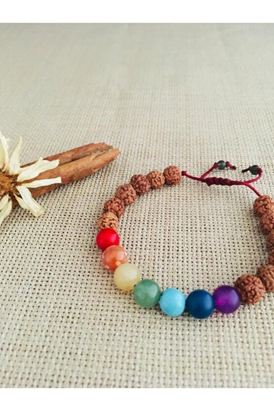 Doğaltaş 7 Çakra Rudraksha Unisex Bileklik