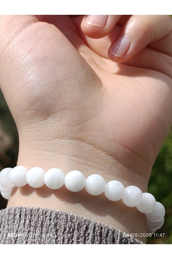 Beyaz Kuvars Doğaltaş Kadın ve Erkek Bileklik