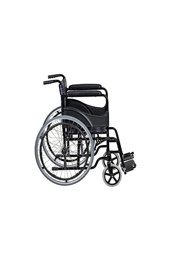 Katlanabilir Refakatçi Frenli Ekose Manuel Tekerlekli Sandalye