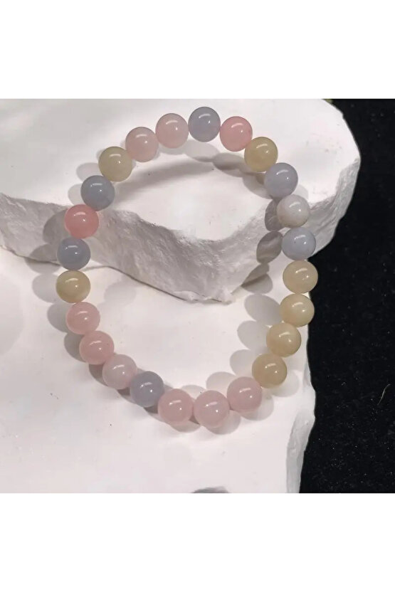 Doğal Taş Morganit Bileklik 8 mm – Aşk ve mutluluk taşı - sertifikalı 100%100 doğal taş - aşk taşı